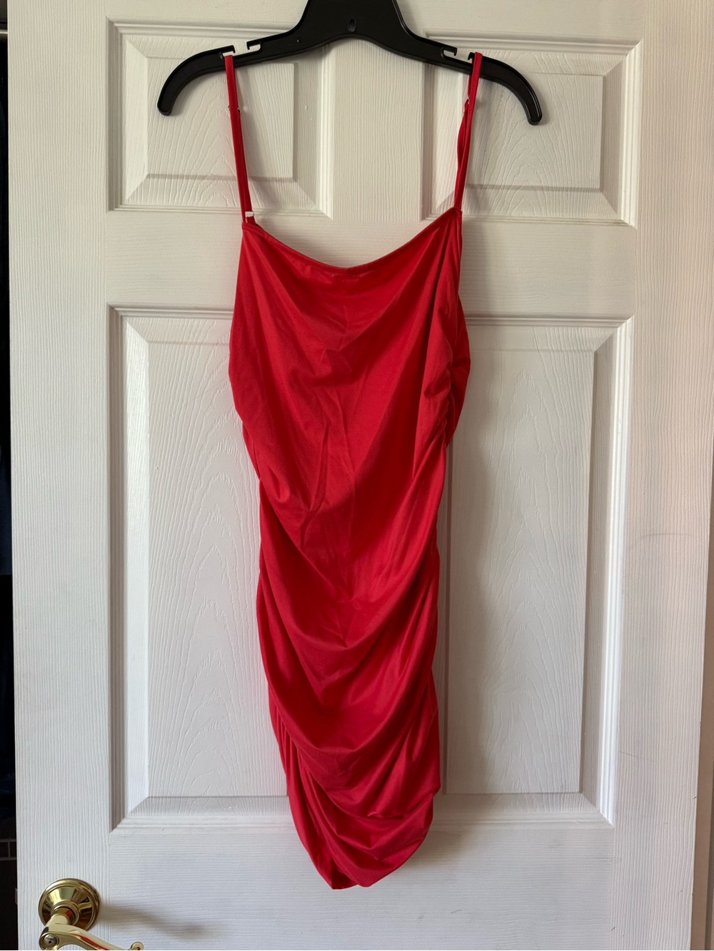 Red Ruched Slip Dress